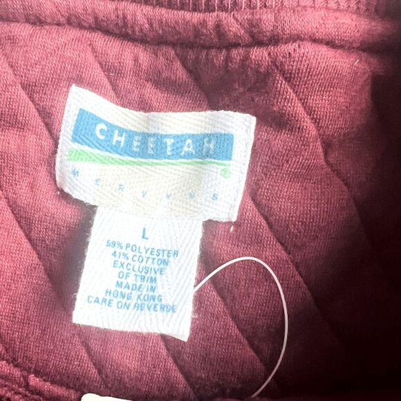 NWT Vintage Cheetah Mervyn’s oversized Wine Long sleeve Fleece Zip Up Sweater L - Picture 6 of 6